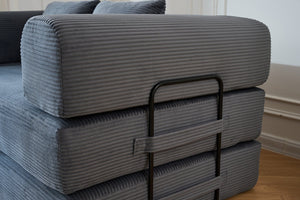 English Elm 59'' Corduroy Floor Sofa Convertible Sleeper with Bolster Pillow for Studio Living Gray W3434P449859