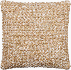 Surya Doncaster 18" Square Accent Pillow - Cozy Polyester Cushion For Cottage Charm & Easy Care Beige Polyester,Polyester Dce001-1818