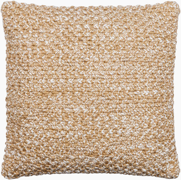 Surya Doncaster 18" Square Accent Pillow - Cozy Polyester Cushion For Cottage Charm & Easy Care Beige Polyester,Polyester Dce001-1818