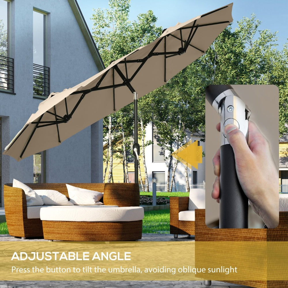 English Elm Outsunny 9.5' Double-Sided Patio Umbrella With Tilt Function, Crank, And Air Vents For Outdoor Comfort W2225P200476-GIGA