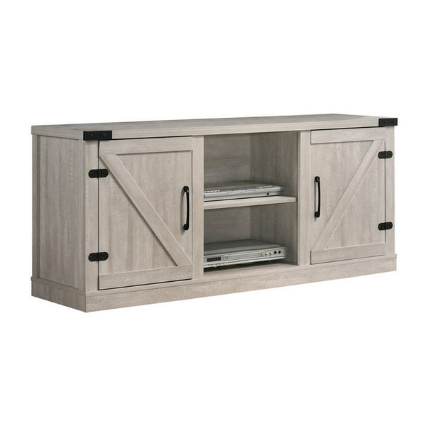 English Elm Olv Farmhouse Tv Stand with Barn Sliding Doors Open Shelving for Living Rooms B056P416833