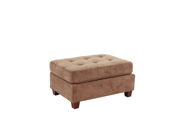 English Elm Cocktail Waffle Suede Ottoman in Truffle with Tufted Cushion, Plush 36"x26"x20" Accent Seat Hardwood Base B01152305