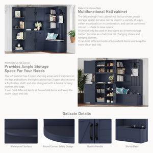 English Elm Multifunctional Hall Cabinet – Stylish 2-In-1 Storage Solution With Hooks For Entryway & Living Room W1580S00187