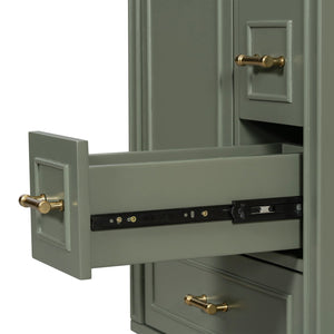 English Elm 24" Olive Bathroom Vanity Solid Wood Frame Ceramic Sink Gold Hardware Soft Close Olive Green N729P373272F