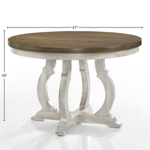 English Elm Cillin Weathered Walnut & Antique White Round Dining Table – 45mm Thick Top, Durable Rubberwood Design B2726S00522