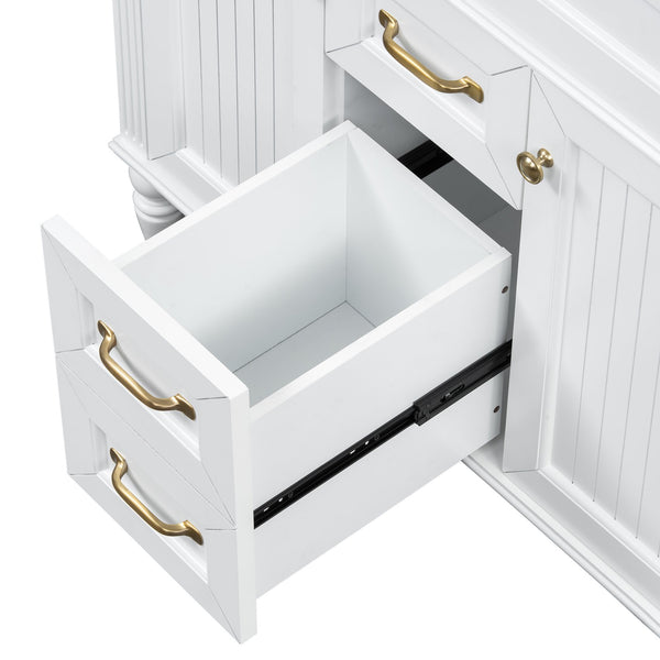 English Elm 36 Inch Bathroom Vanity with Ceramic Sink, Durable MDF & Solid Wood Frame, Soft-Close Doors, Luxe Handles, Ample Organized Storage, Modern Freestanding Design White N725P314034K