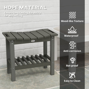 English Elm Outsunny Hdpe Shower Bench with Handles Wood Grain Stool Storage Shelf Bath Patio W2225P485639