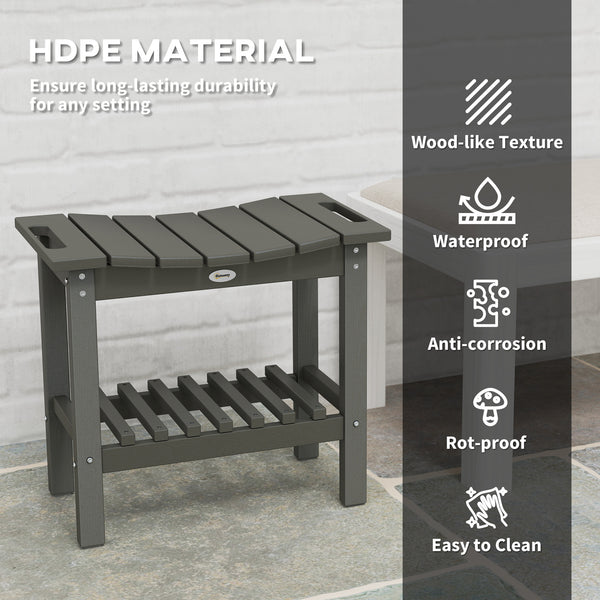 English Elm Outsunny Hdpe Shower Bench with Handles Wood Grain Stool Storage Shelf Bath Patio W2225P485639