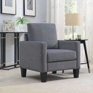 English Elm 1pc Mid-century Modern Accent Chair Microfiber Upholstery Tapered Legs Cozy Seating Gray B011P201583