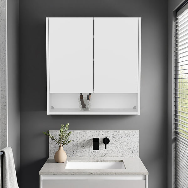 English Elm Hickory Double Door Wall Cabinet White Finish Slim Bathroom Bedroom Storage B092P390612