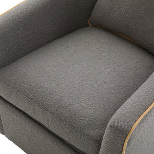 English Elm Swivel Barrel Accent Chair Boucle Upholstered with 360 Base for Living Room Corners Light Grey N763P376127E