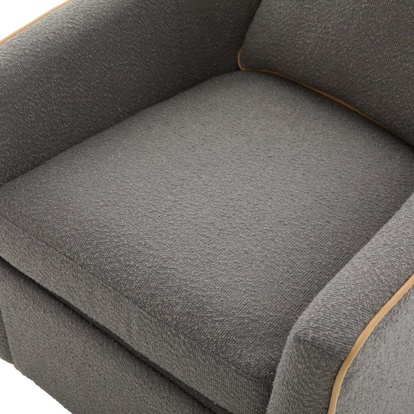English Elm Swivel Barrel Accent Chair Boucle Upholstered with 360 Base for Living Room Corners Light Grey N763P376127E