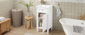 English Elm 16-inch French Style Freestanding Vanity Set with Ceramic Sink and Soft Close Cabinet White N710P405388K