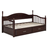 English Elm Wooden Twin Size Daybed With Twin Size Trundle, Extendable Daybed With Two Storage Drawers, Espresso(Expected Arrival Time:9.12)