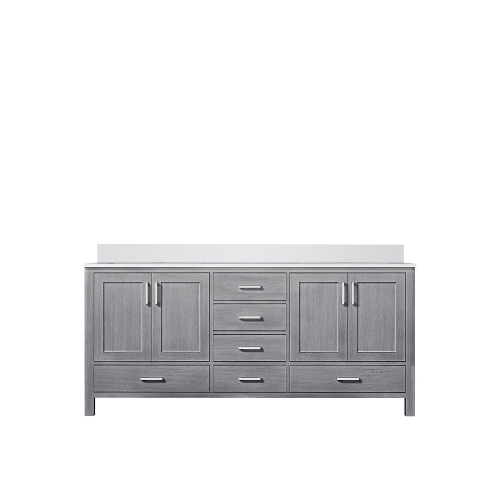 English Elm Distressed Grey Double Bath Vanity 72" W With Cultured Marble Top & Ample Storage For Elegance B2731P259110