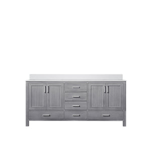 English Elm Distressed Grey Double Bath Vanity 72" W With Cultured Marble Top & Ample Storage For Elegance B2731P259110