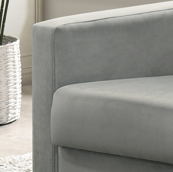English Elm Ezio Button Tufted Velvet Accent Armchair with Tapered Legs for Living Room Light Gray B2749P413369