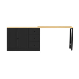 English Elm U_style Extendable Wooden Sideboard with 3 Drawers and 2 Doors for Entryway Living Room N711P334768O