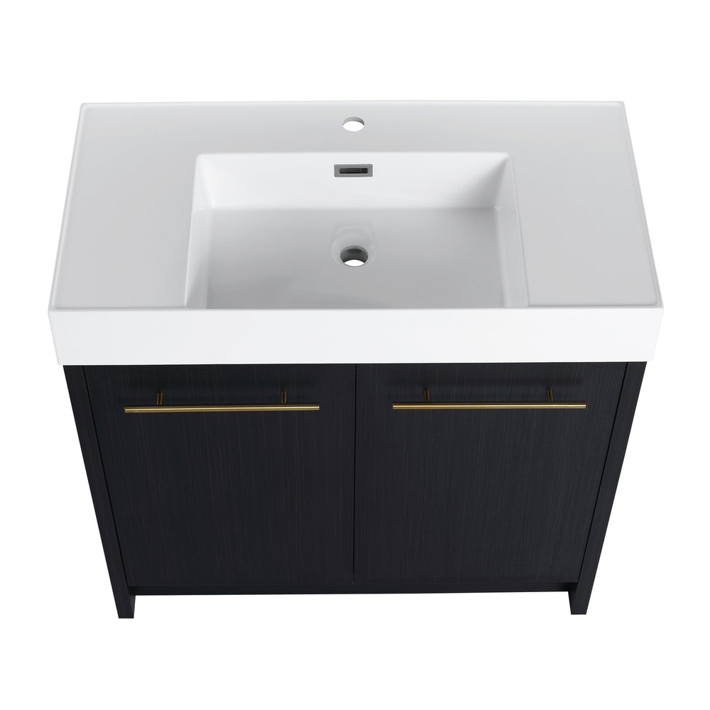 English Elm 36 Inch Freestanding Bathroom Vanity With Resin Sink & Soft-Close Doors – Modern, Durable Design W999S00179