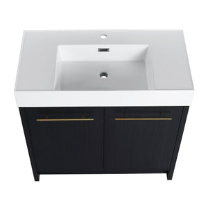 English Elm 36 Inch Freestanding Bathroom Vanity With Resin Sink & Soft-Close Doors – Modern, Durable Design W999S00179