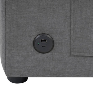 English Elm Modern L-Shaped Sectional Sofa With Curved Chaise, Usb Ports & Storage, Soft Chenille, Grey Finish N719S002170E