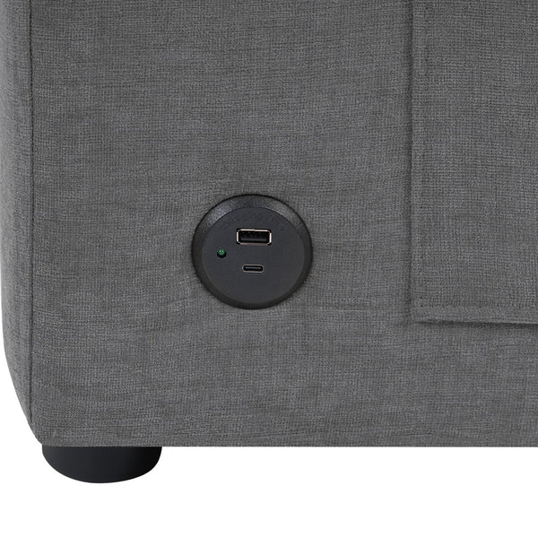 English Elm Modern L-Shaped Sectional Sofa With Curved Chaise, Usb Ports & Storage, Soft Chenille, Grey Finish N719S002170E