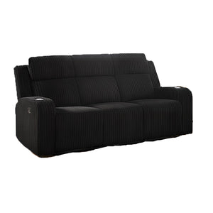 English Elm 2+3 Seat Corduroy Reclining Sofa Set with Bluetooth Speaker and Wireless Charging Console W3900S00017