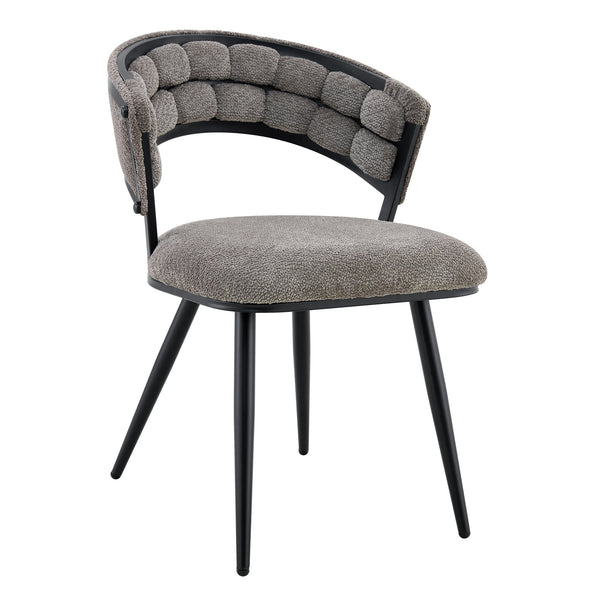 English Elm Set of 2 Chenille Tufted Dining Chairs with Metal Legs Modern Kitchen Seating Black,Gray W3875P370854