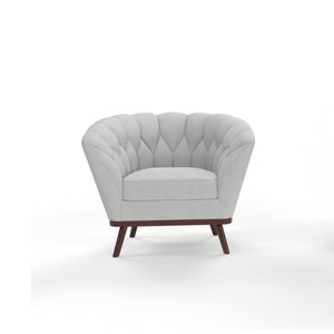 English Elm 1pc Barrel Accent Chair Channel-tufted Velvet Upholstery Mid-century Bedroom Lounge Seat B011P479018