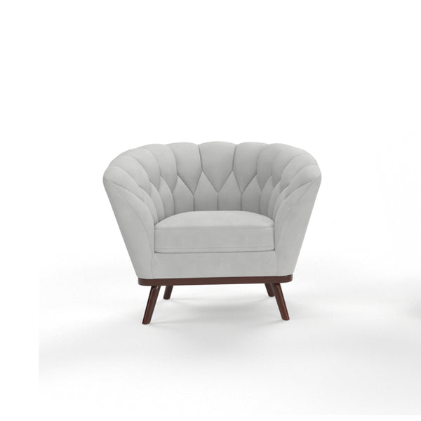 English Elm 1pc Barrel Accent Chair Channel-tufted Velvet Upholstery Mid-century Bedroom Lounge Seat B011P479018