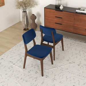 English Elm Carlos Mid-century Velvet Dining Chairs Split Back Wood Legs Set of Two B183P231032