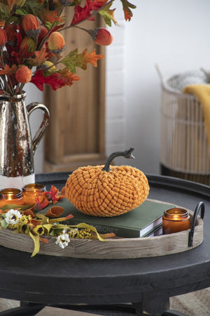 English Elm Set Of 2 Charming Chenille Weighted Pumpkins – Perfect Fall Decor For Thanksgiving & Harvest Season W2078P246682-GIGA