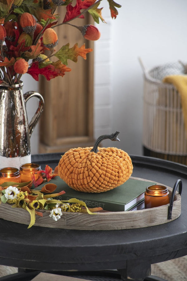 English Elm Set Of 2 Charming Chenille Weighted Pumpkins – Perfect Fall Decor For Thanksgiving & Harvest Season W2078P246682-GIGA
