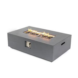 English Elm Concrete 48-Inch Rectangular Fire Pit Table with 50,000 BTU, Fiber Concrete Durability & Cover Included Light Gray B120P410190