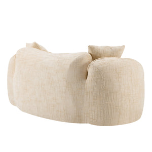 English Elm Beige Curved Two-Person Sofa with Chenille Fabric, Foam+Spring Support, 2 Pillows, Space-Saving Design W3612P350752