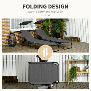 English Elm Outsunny Reclining Outdoor Chaise Lounge Set with Canopy and Steel Frame for Patio W2225P200946