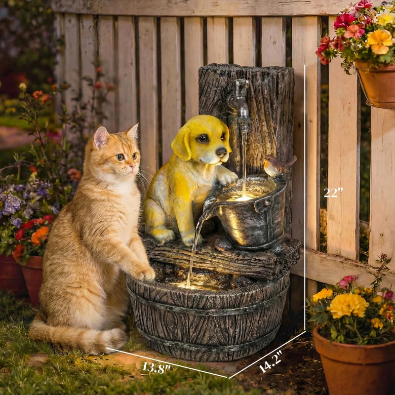 English Elm Garden Five Tier Cascading Resin Fountain with Warm Led Lights and Stone Finish T3971P476913