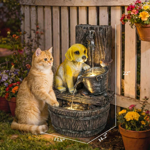 English Elm Garden Five Tier Cascading Resin Fountain with Warm Led Lights and Stone Finish T3971P476913