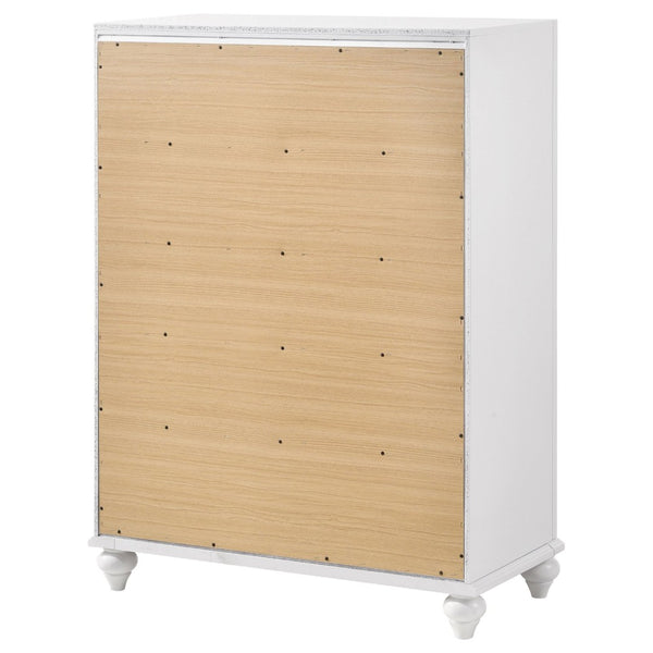English Elm Randall Glamorous 5-Drawer Chest - Chic White Storage Solution With Crystal Hardware Accents B062P374129-GIGA