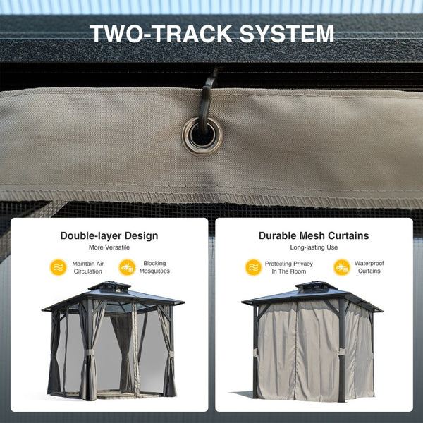 English Elm Outdoor Grill Gazebo 8X8Ft - Stylish Hardtop Bbq Shelter With Uv Protection & Storage Hooks For Patio W765P269610-GIGA