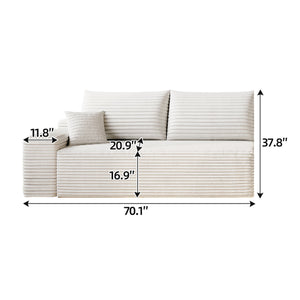 English Elm Y119-3r-white Plush Corduroy Modular Sectional with Reversible Chaise for Living Rooms W2824P338976
