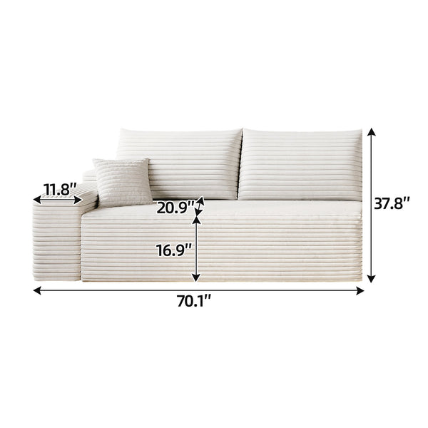 English Elm Y119-3r-white Plush Corduroy Modular Sectional with Reversible Chaise for Living Rooms W2824P338976