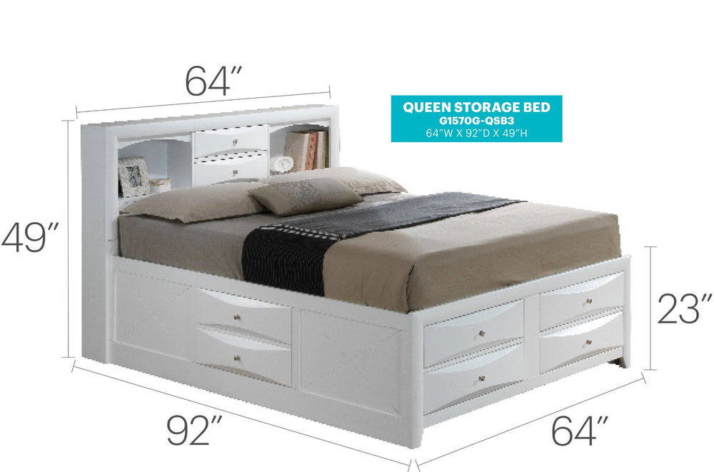 English Elm Stylish Queen Storage Bed In Crisp White - Modern Design With Under-Bed Storage For Organized Spaces B078S00211-GIGA