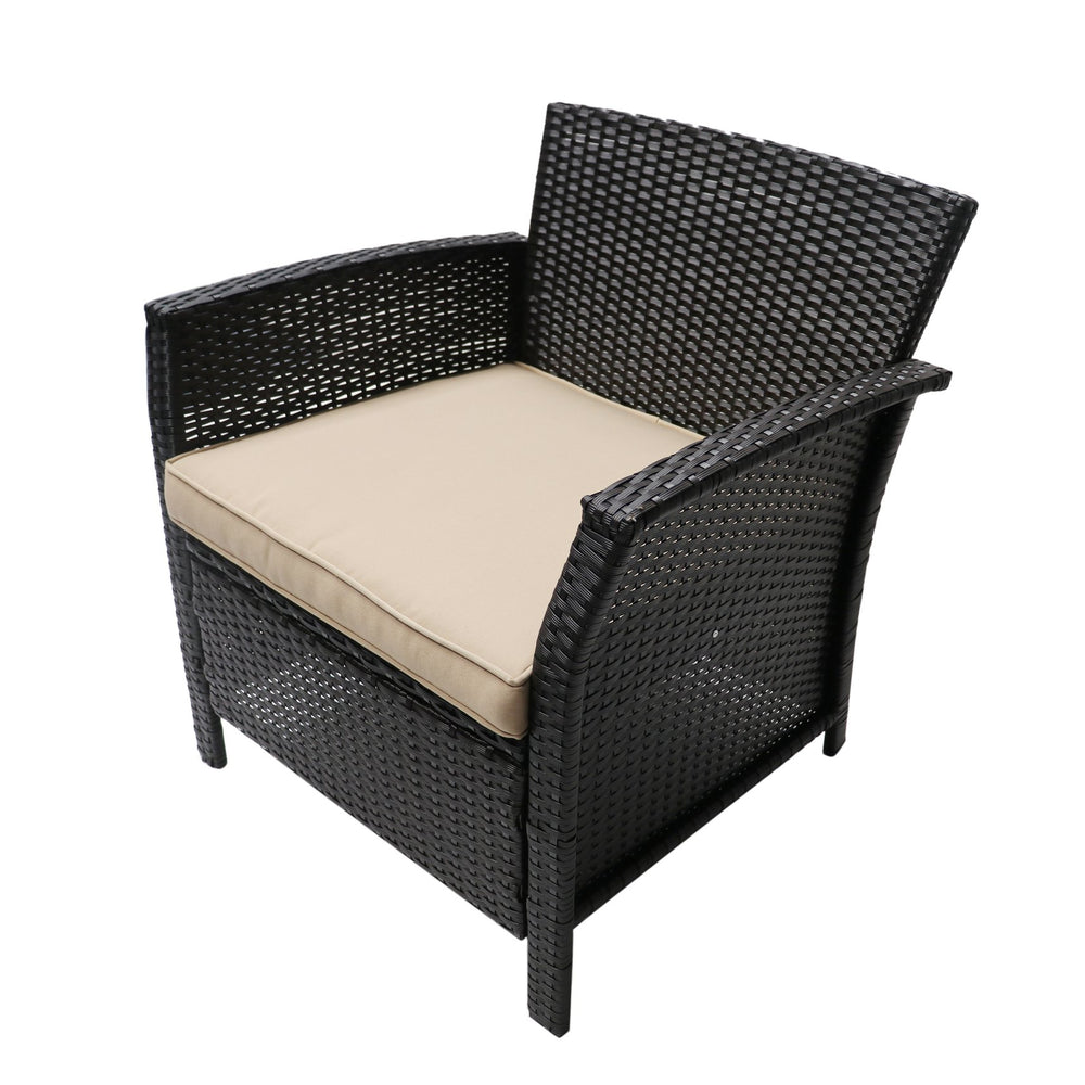 English Elm Christopher Knight Home® - ST LUCIA CHAIR Stylish PE Rattan Patio Seat with Iron Frame, Waterproof Fabric, Compact 28.25x25.5x17 Brown+Tan 54676.00BRN