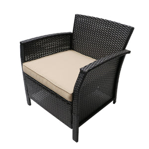 English Elm Christopher Knight Home® - ST LUCIA CHAIR Stylish PE Rattan Patio Seat with Iron Frame, Waterproof Fabric, Compact 28.25x25.5x17 Brown+Tan 54676.00BRN