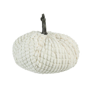 English Elm Set Of 2 White Chenille Pumpkins - Cozy Harvest Decor For Fall, Halloween & Thanksgiving Celebrations W2078P246659-GIGA