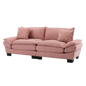 English Elm Corduroy Modern Sofa Sleeper Loveseat with Double-Layer Cushions, Two Pillows, Sturdy Frame 84" Pink W676P227339