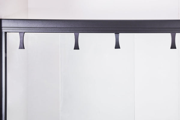 English Elm 56-60 in Semi-frameless Double Sliding Shower Door Clear Tempered Glass Matte Black W1920S00078