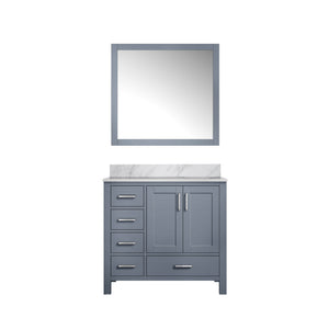 English Elm Dark Grey Bath Vanity Set With Carrara Marble Top, Soft-Close Drawers, And Coordinating Mirror B2731S00684