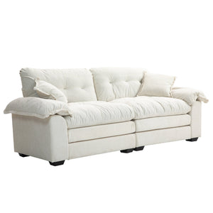 English Elm 84" Chenille Sofa Loveseat with Memory Foam & Pocket Springs, Plush Dual-Layer Comfort, Sturdy Frame Beige W676S00011